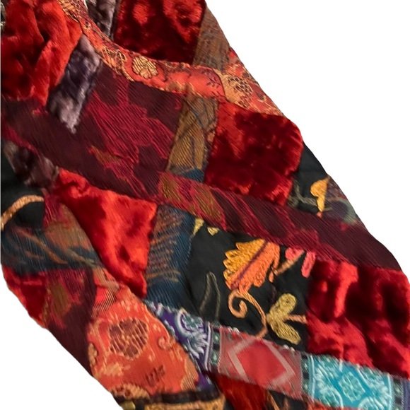 BOHO patchwork Jacket- Velvet and tapestry patch jacket vintage P Xl plush coat - Picture 4 of 10